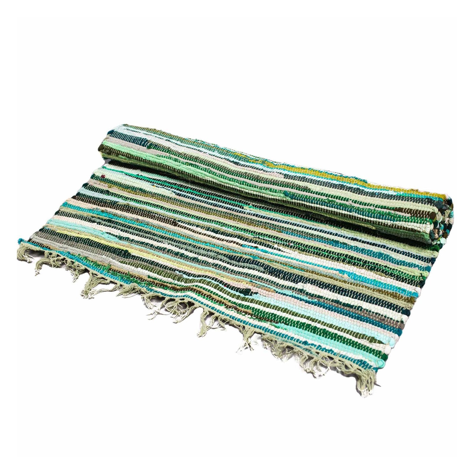 Large Rag Rug - 150x90cm - premium quality - Natural Greens product image