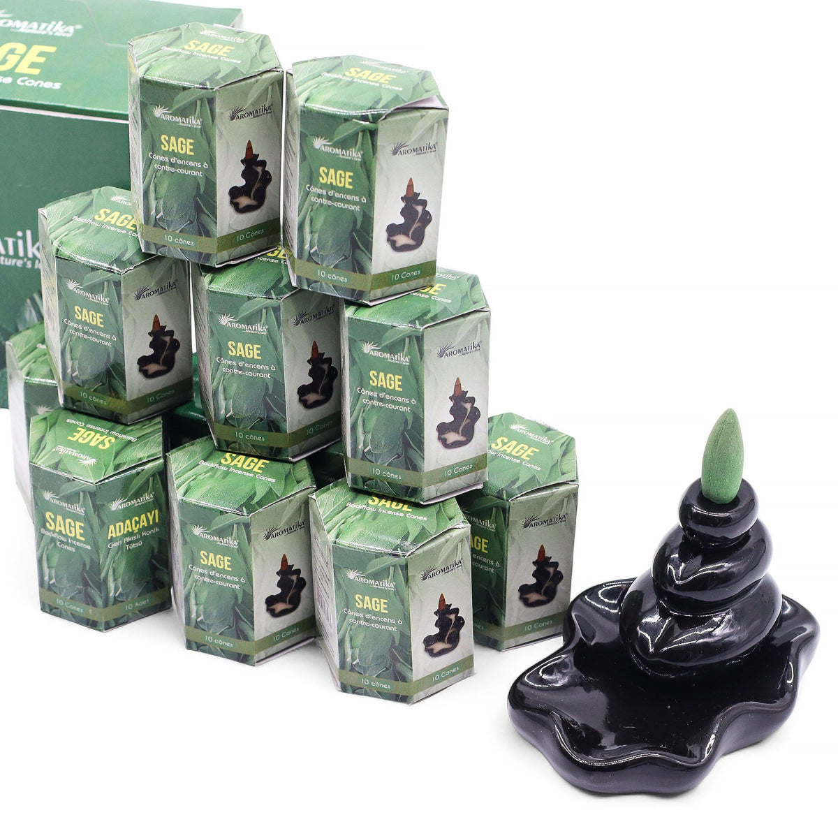 Pack of 10 Masala Backflow Incense - Sage product image 2
