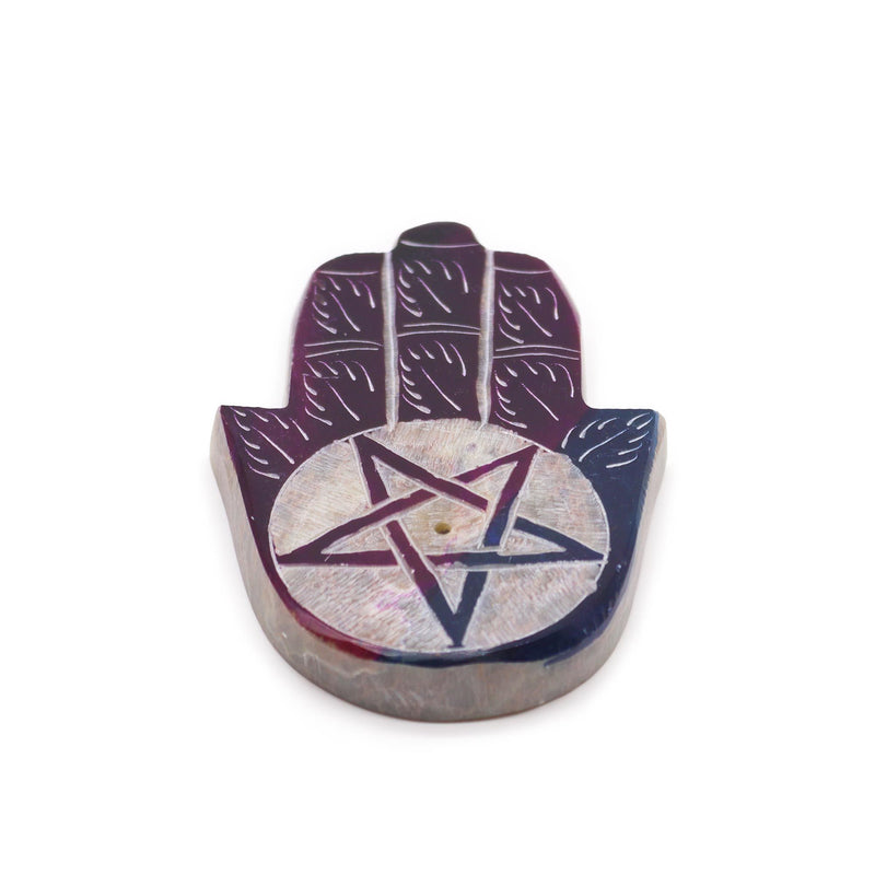 Soapstone Hamsa Incense Holder - Pentagon product image