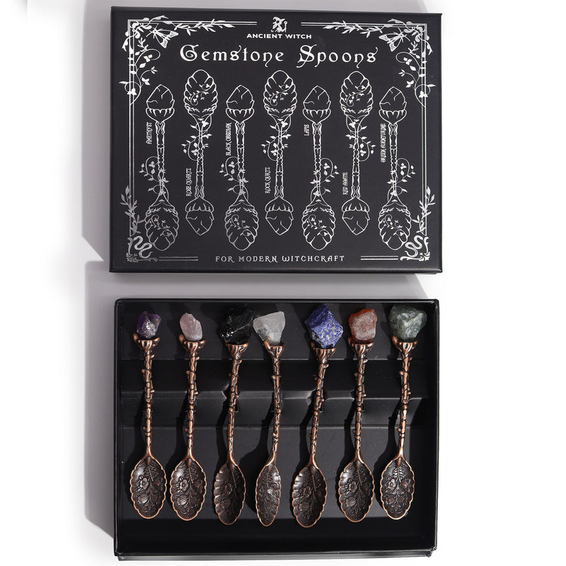 Set of 7 Bronze Gemstone Crystal Witch Spoons product image