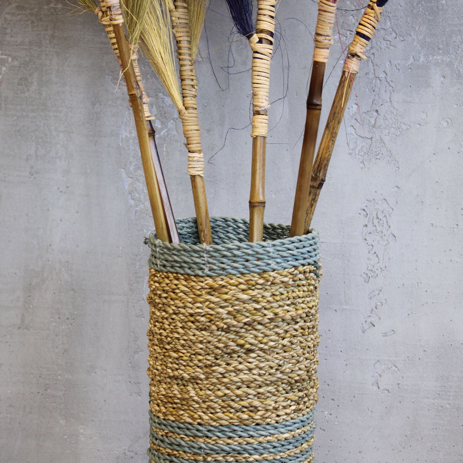 Seagrass & Abu-Abu Raffia Set - 2 Vase & 2 Bins product image
