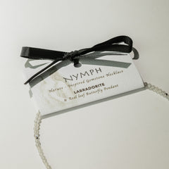 Nymph Labradorite Gemstone Necklace with Real Leaf Butterfly Pendant