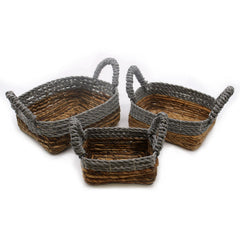 Banana Leaf & Abu-Abu Raffia Square Basket- Set of 3 product image