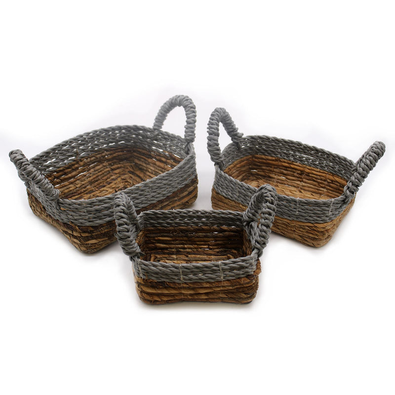 Banana Leaf & Abu-Abu Raffia Square Basket- Set of 3 product image