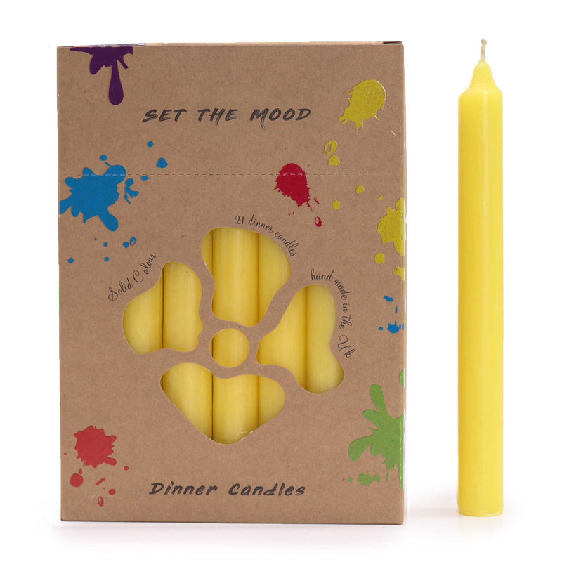Solid Colour Dinner Candle Set - Pack of 21 - Rustic Lemon product image