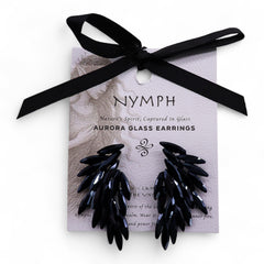 Jet Black - Vintage Glass - Angel Wings - Earrings product image 3