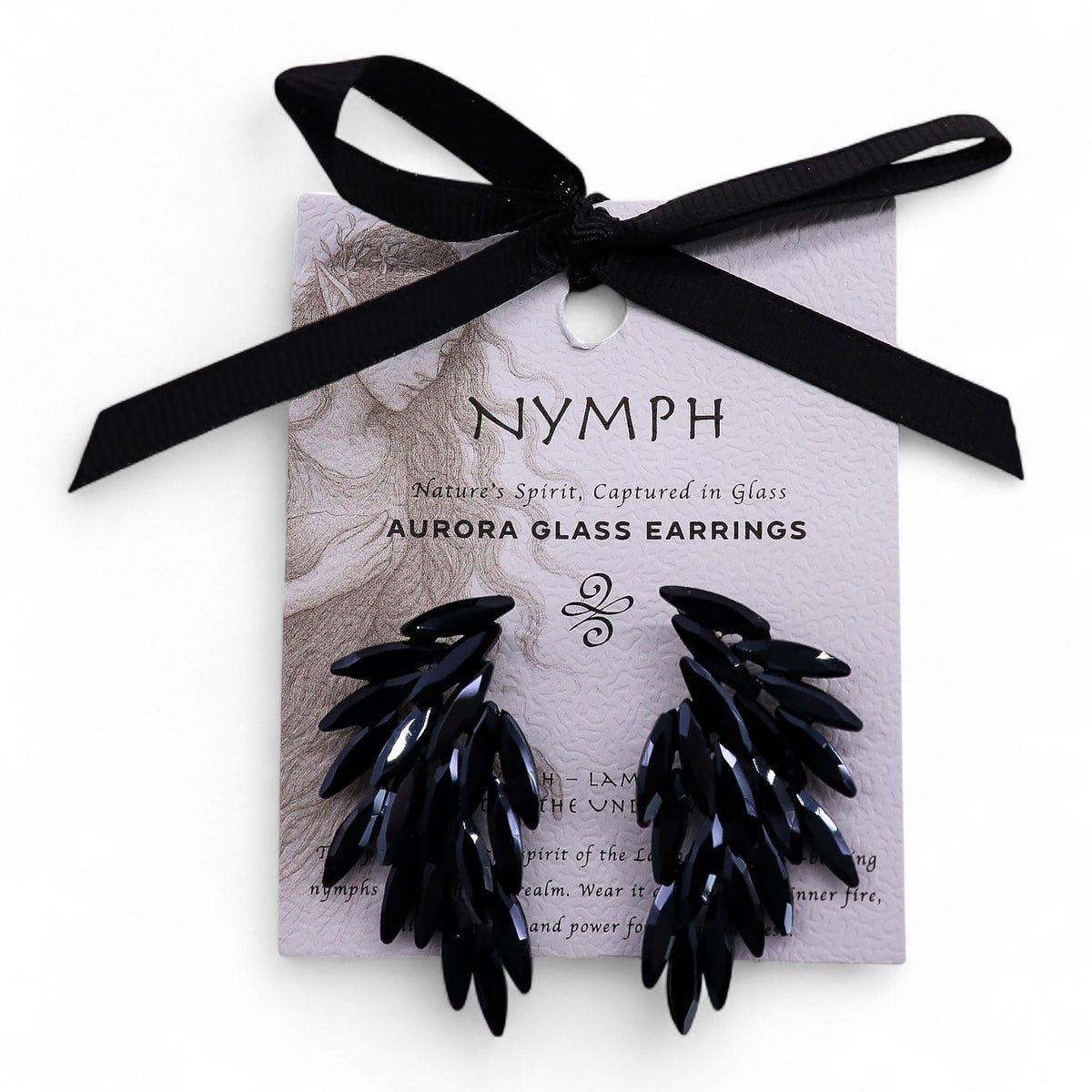 Jet Black - Vintage Glass - Angel Wings - Earrings product image 3