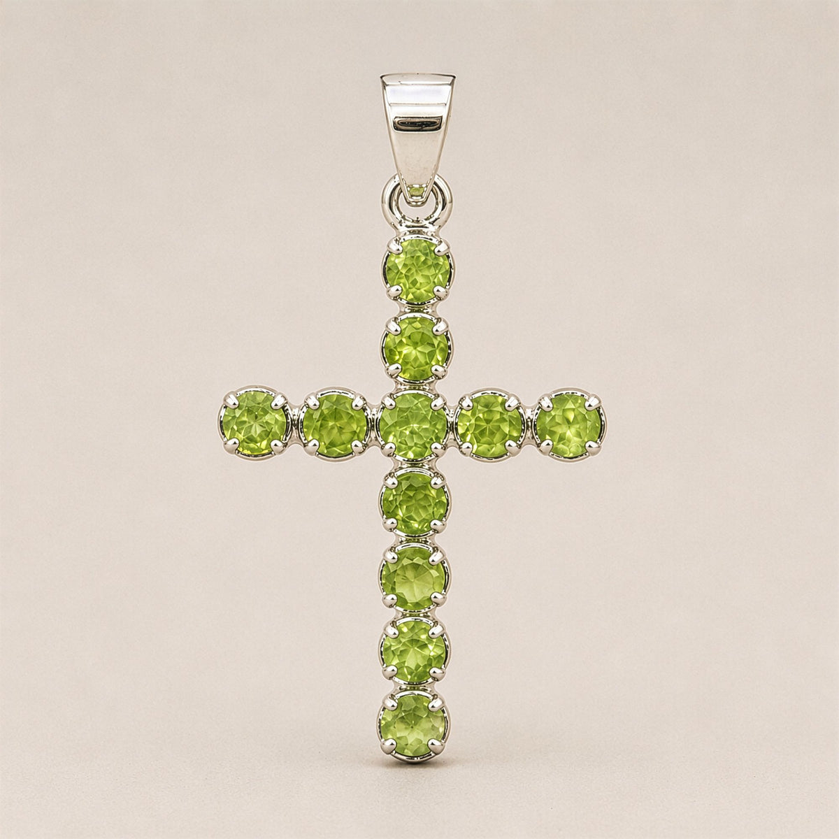 Indian Devotional Pendant - Silver Plated (45cm Chain)- Peridot Crucifix product image 5