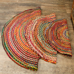 Round Jute and Recycled Cotton Rug - 90 cm product image 4