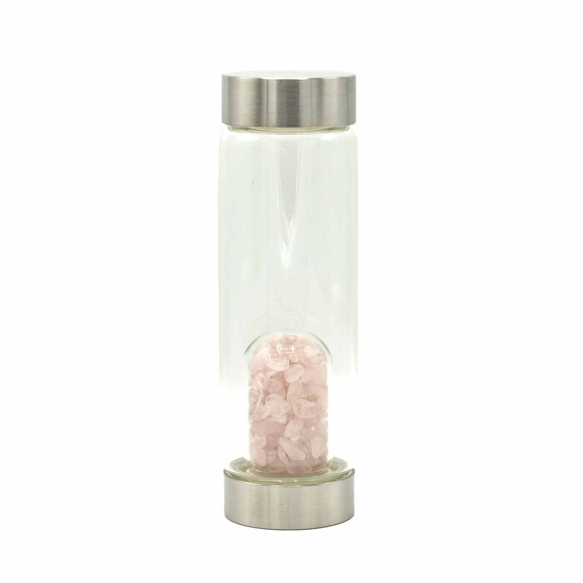 Crystal Infused Glass Water Bottle - Rejuvenating Rose Quartz - Chips - product image 5