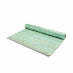 Small Indian Handloom Cotton Rug - Aqua product image 2