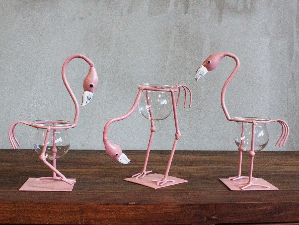 Hydroponic Home Décor - Pink Metal Flamingo Des 1 product image 2
