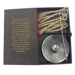 Rope Incense and Silver Plated Holder Set - Flower of Life product image 4
