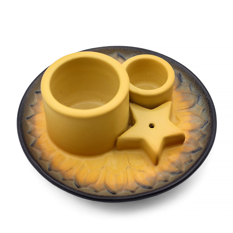 Palo Santo Stick & Smudge Holder - Mandala - Sand & Grey product image