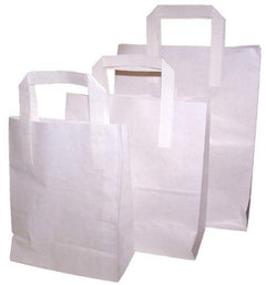 Small white SOS paper carrier bags with flat handles - image 2