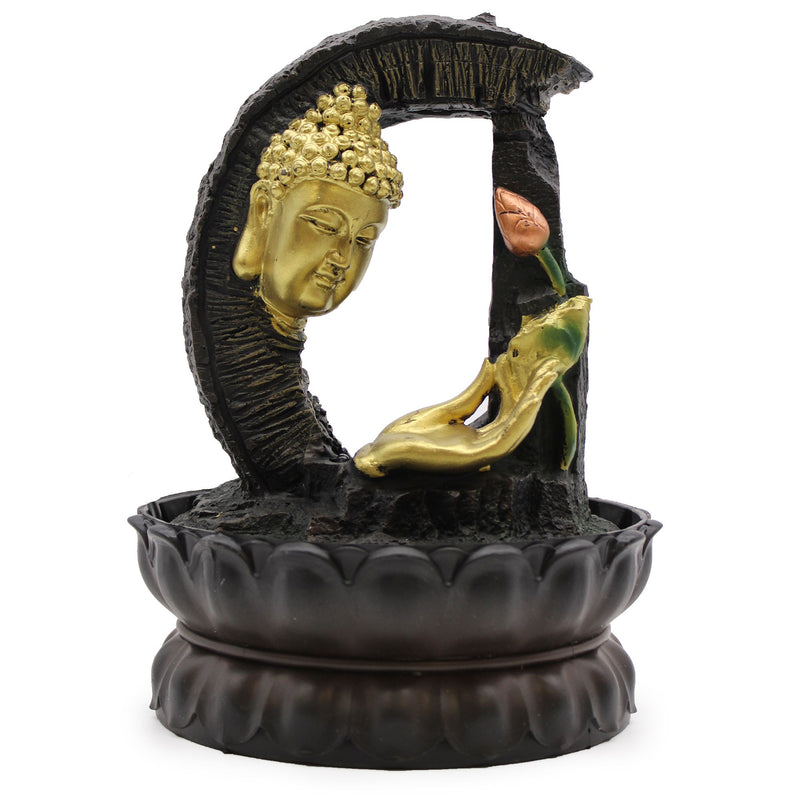 Tabletop Water Feature - 30cm - Golden Buddha & Lotus product image