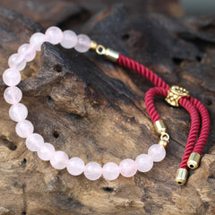 18K Gold Plated Gemstone Bordeaux String Bracelet - Rose Quartz product image 2