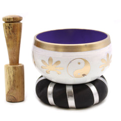 Yin & Yang Singing Bowl Set- White/Purple 10.7cm product image 6