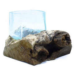 Molten Crackled Glass Tank on Wood product image