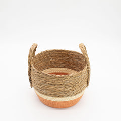 Straw & Seagrass Large Baskets - Natural & Orange- Set of 3 product image 5