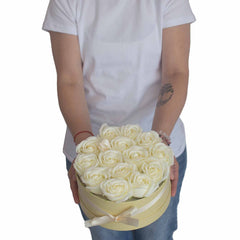 Soap Flower Gift Bouquet - 13 Cream Roses - Heart product image 4