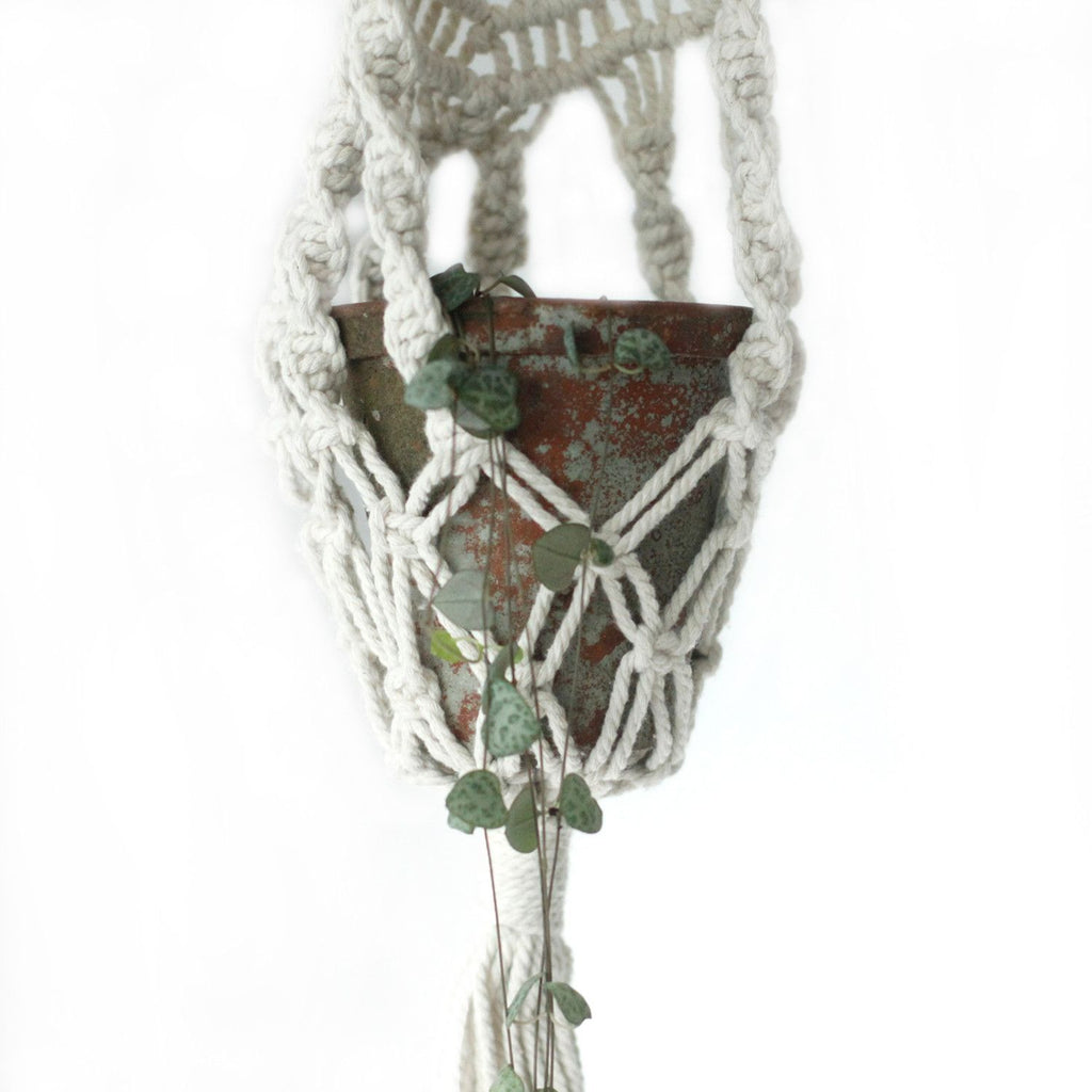 Macrame Pot Holder - Long With Ratten Hoop product image 9