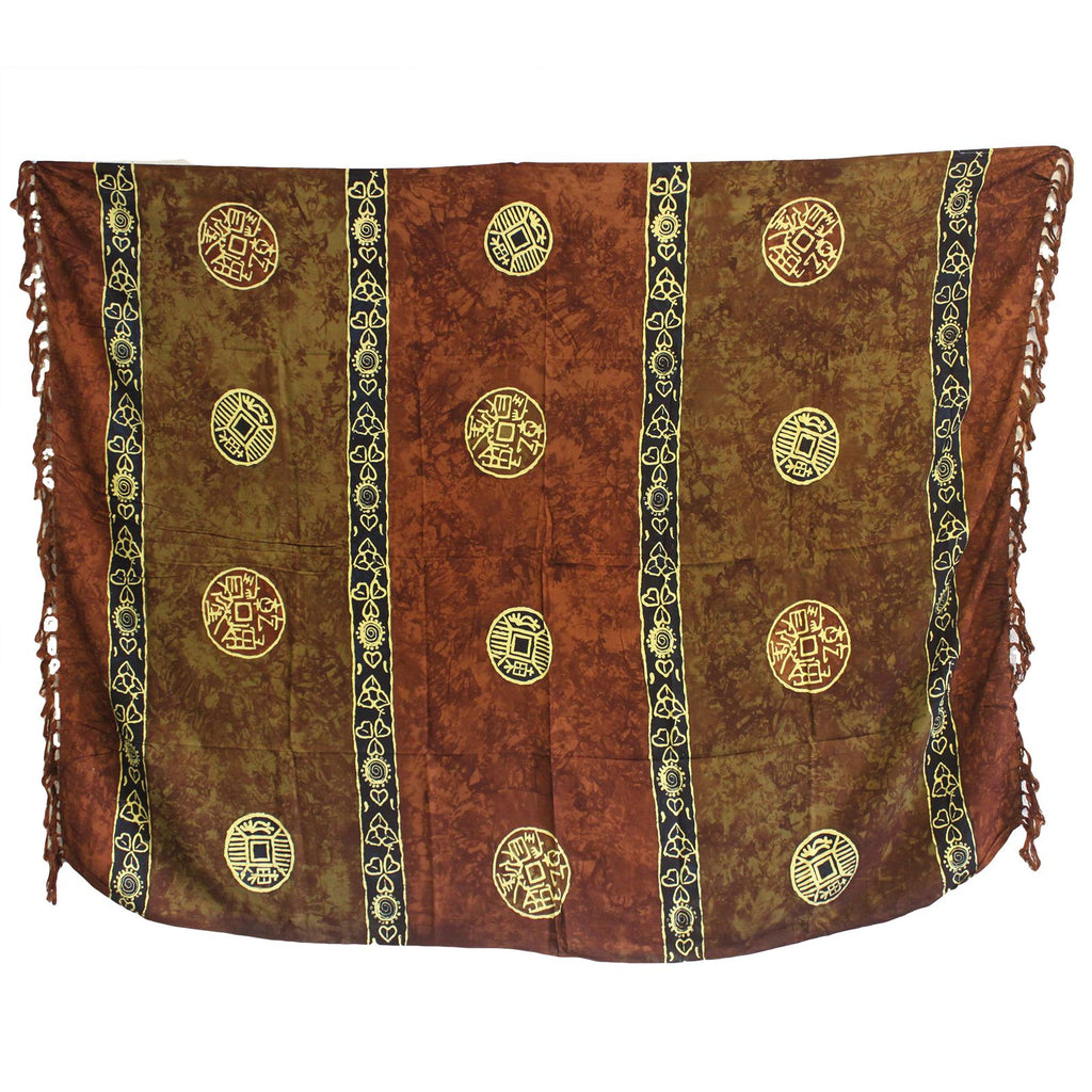Bali Celtic Sarongs - Lucky Coins - Brown product image