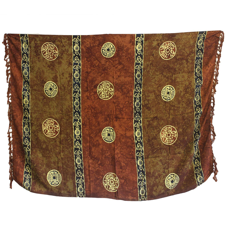 Bali Celtic Sarongs - Lucky Coins - Brown product image