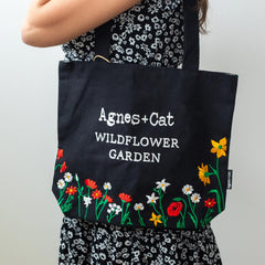 Agnes + Cat Wildflower Garden Tote Bag - Black product image 2