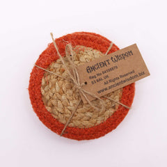Natural Coaster - Jute & Cotton 10cm (set of 4) - Clay Boarder product image 3
