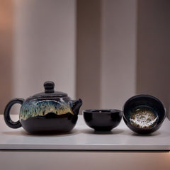 Herbal Black Glaze Teapot Set - Pot & Two Cups product image 5