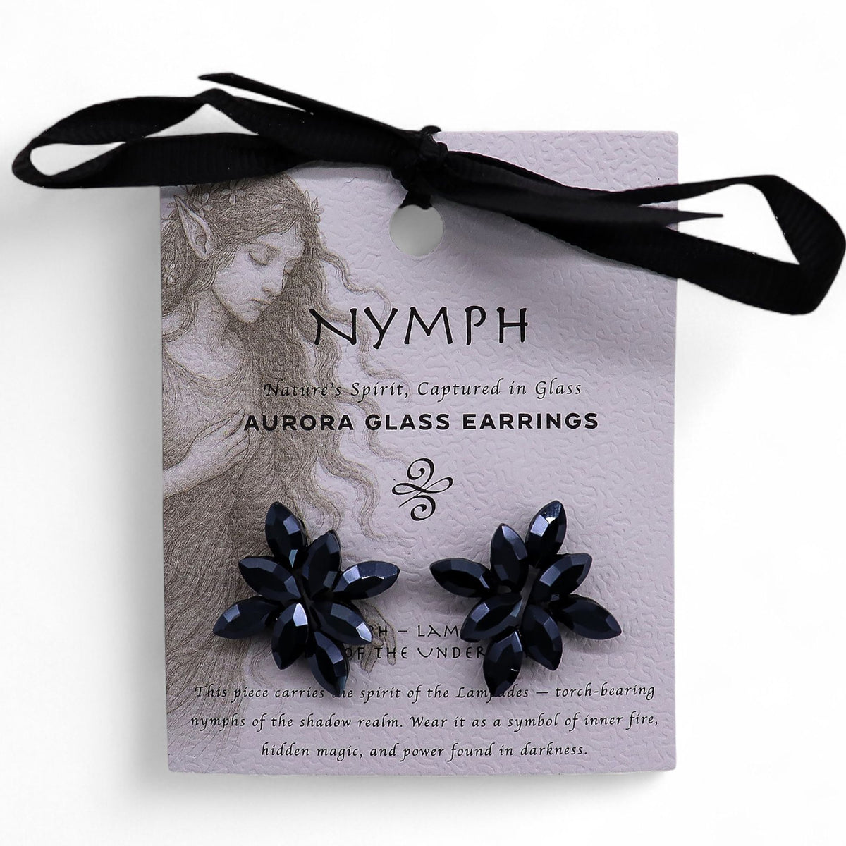 Jet Black - Vintage Glass - Flowers - Earrings product image 6