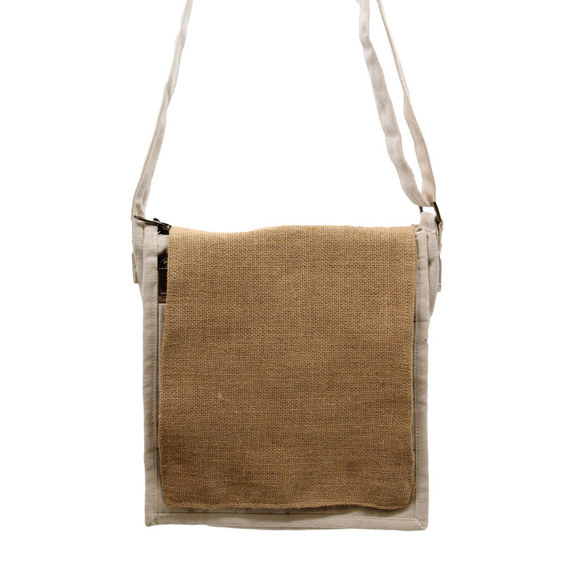 Cotton Canvas Messenger Bag - Natural and Soft Jute product image