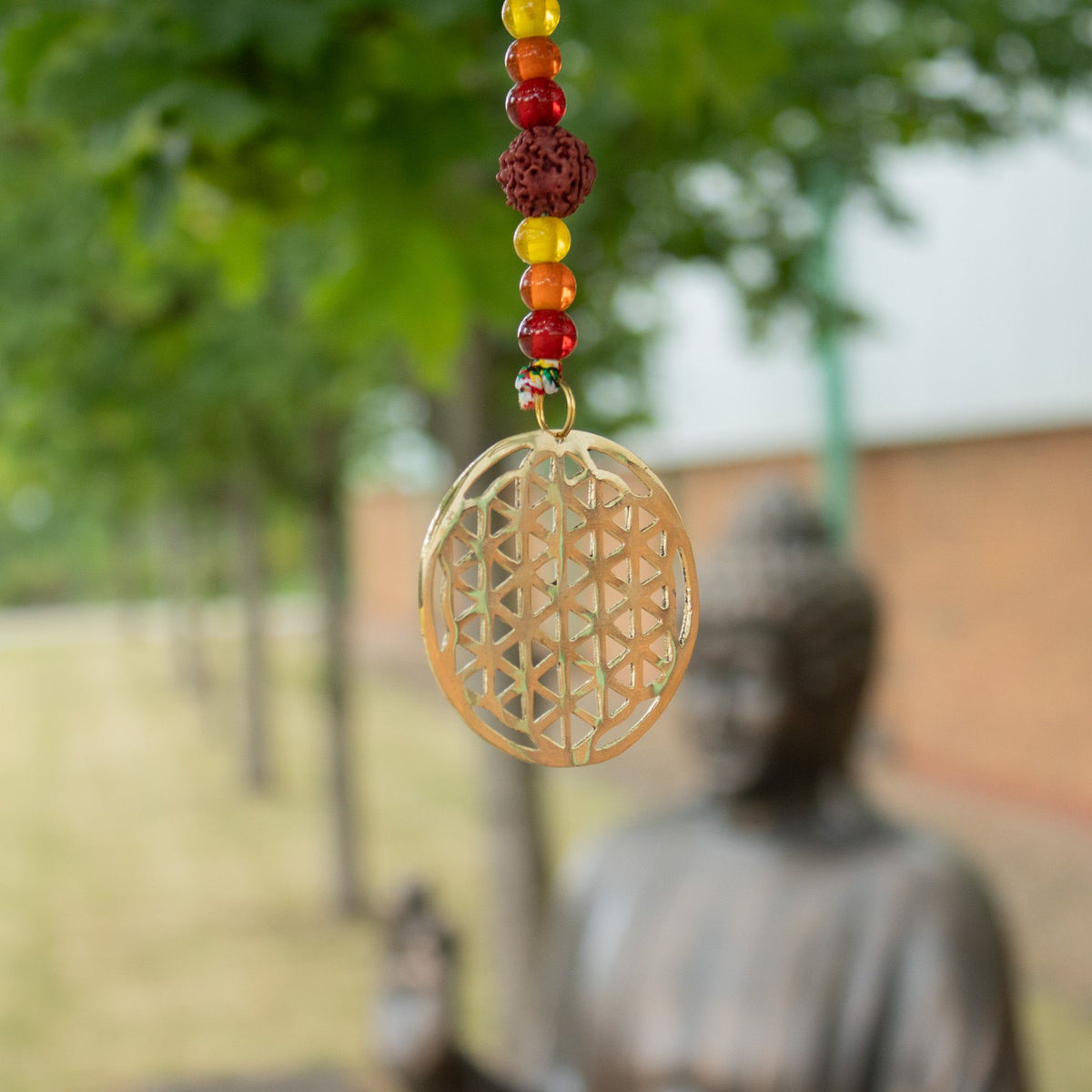 Indian Chimes - Brass Flower of Life with Rudraksha Beads String Bells product image 5