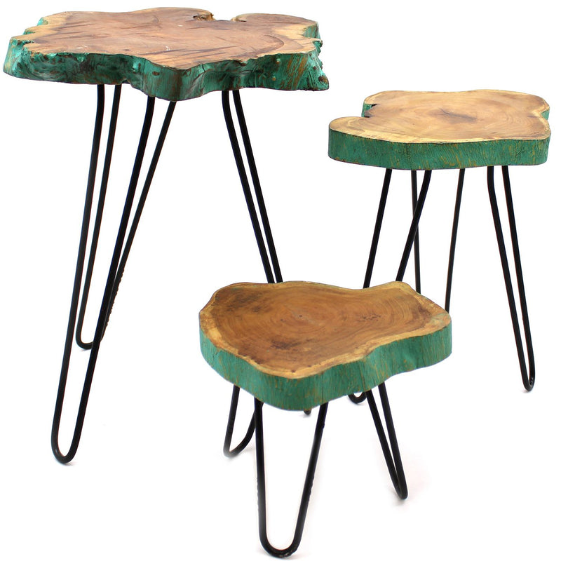 Set of 3 Gamal Wood Plant Stands - Greenwash product image