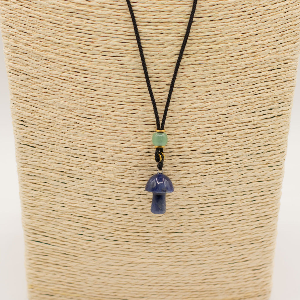 Cord Necklace Gemstone Pendant - Sodalite Mushroom product image 3