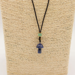 Cord Necklace Gemstone Pendant - Sodalite Mushroom product image 3