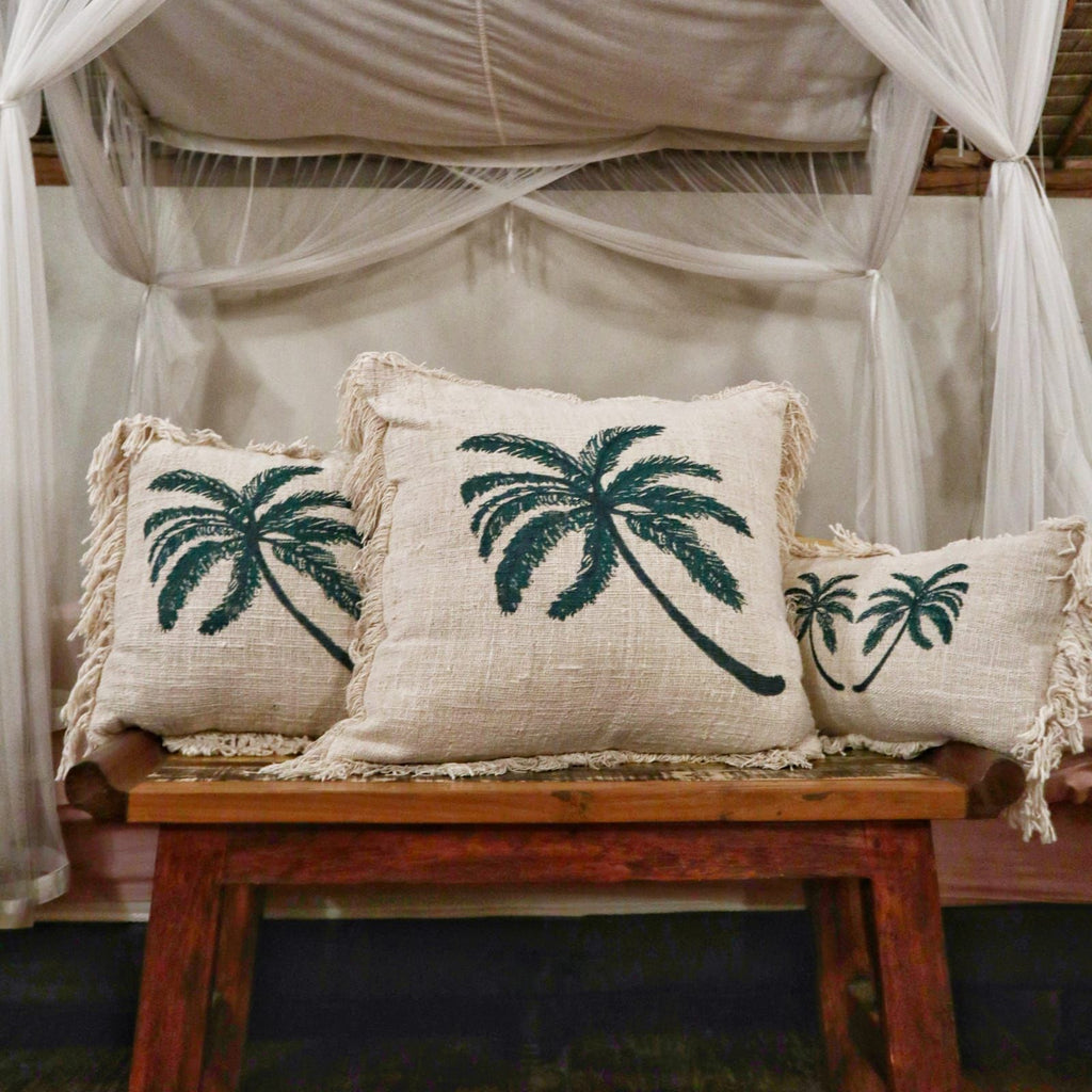 Linen Cushion Cover 60x60cm Palm Tree with Fringe product image 4