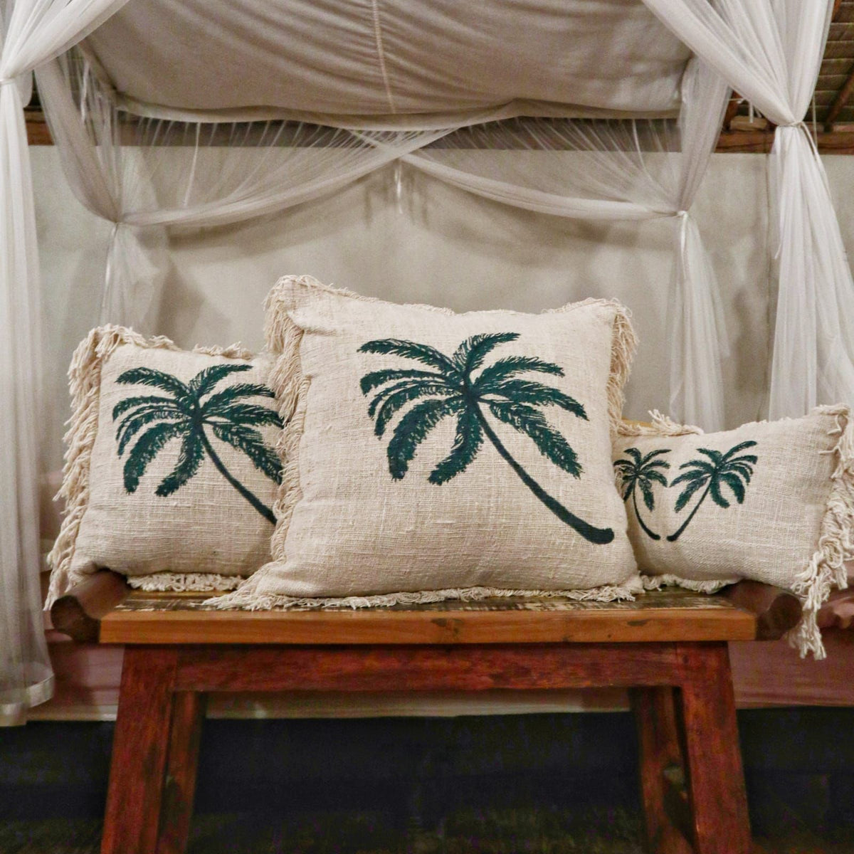 Linen Cushion Cover 60x60cm Palm Tree with Fringe product image 4