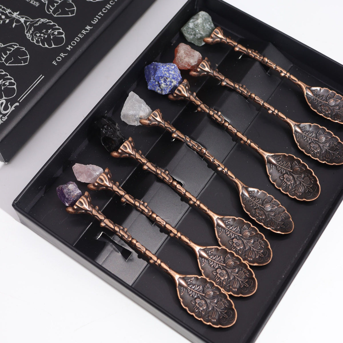 Set of 7 Bronze Gemstone Crystal Witch Spoons product image 3