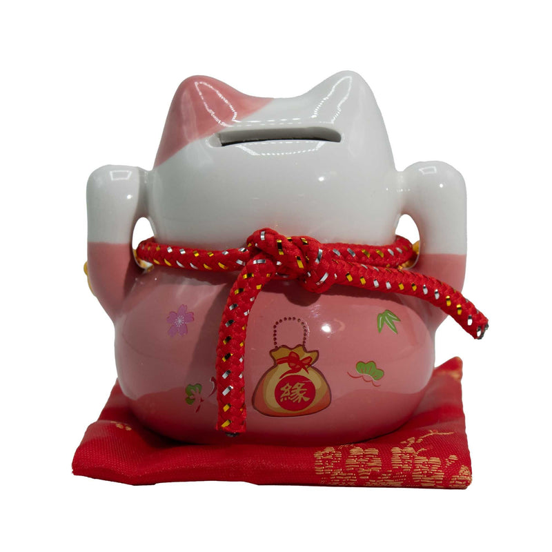 Ceramic Money Cat Bank - Pink on Cushion product image