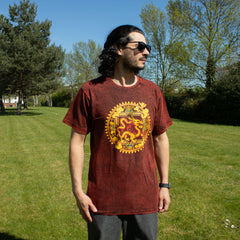 Nomad Sari Stonewashed Cotton T-Shirt - Dragon Mandala - Maroon - Small product image 5