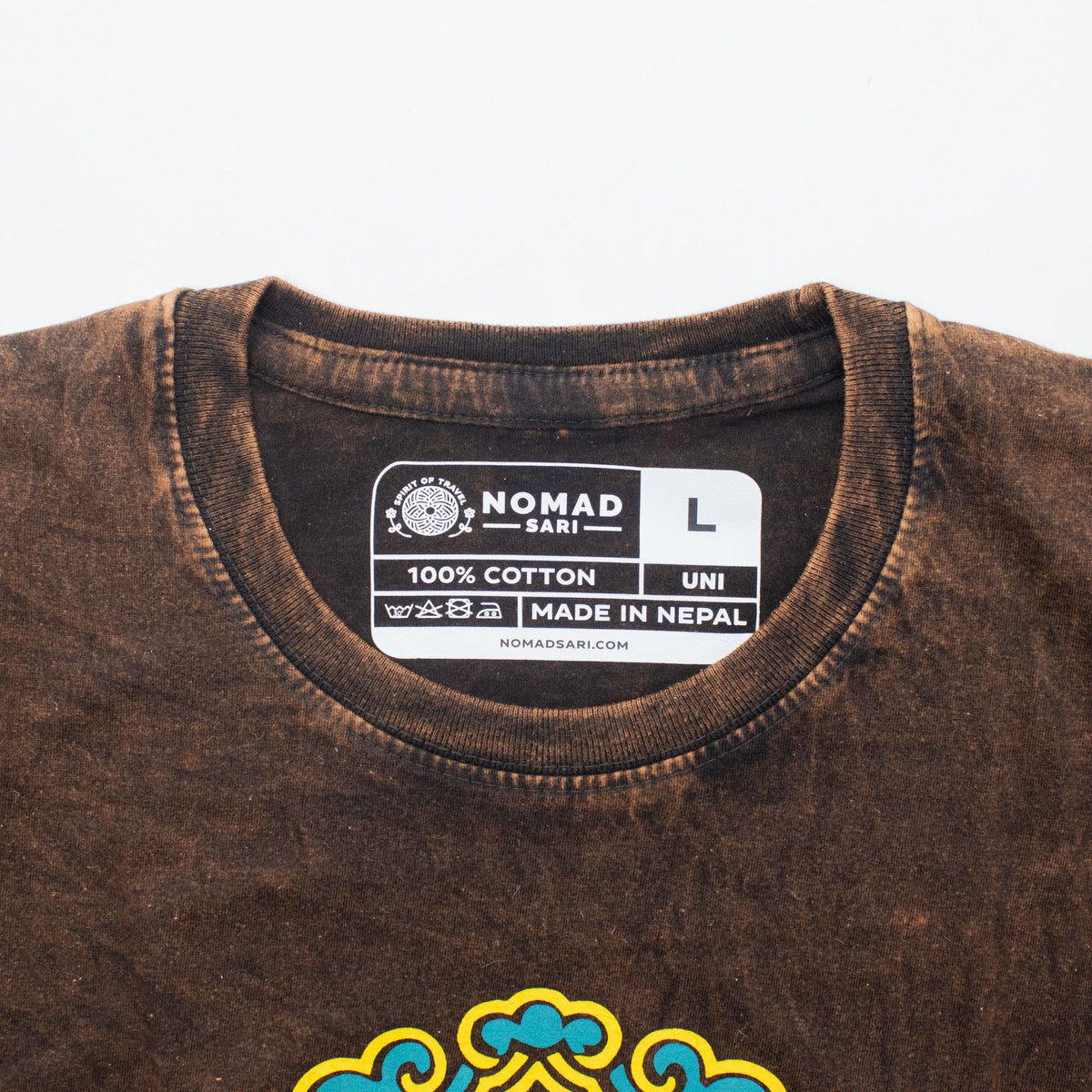 Nomad Sari Stonewashed Cotton T-Shirt - Sun & Zodiac - Brown - Large product image 3