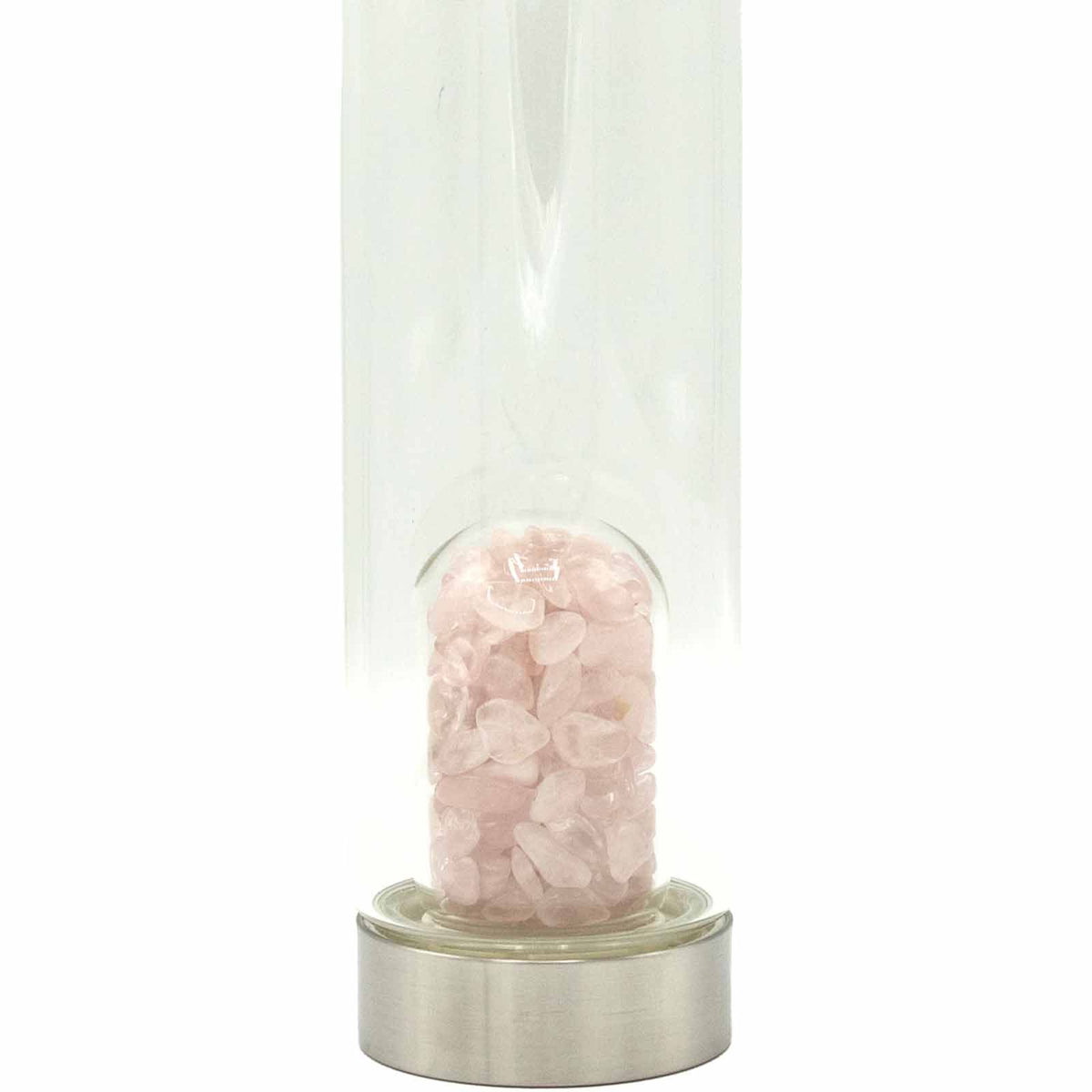 Crystal Infused Glass Water Bottle - Rejuvenating Rose Quartz - Chips - product image 2