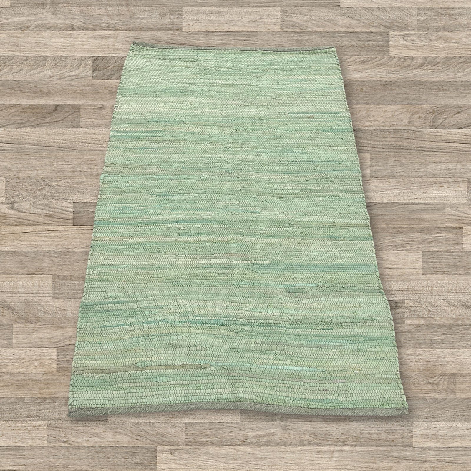 Small Indian Handloom Cotton Rug - Aqua product image