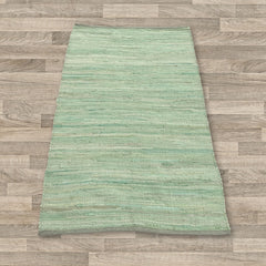 Small Indian Handloom Cotton Rug - Aqua product image