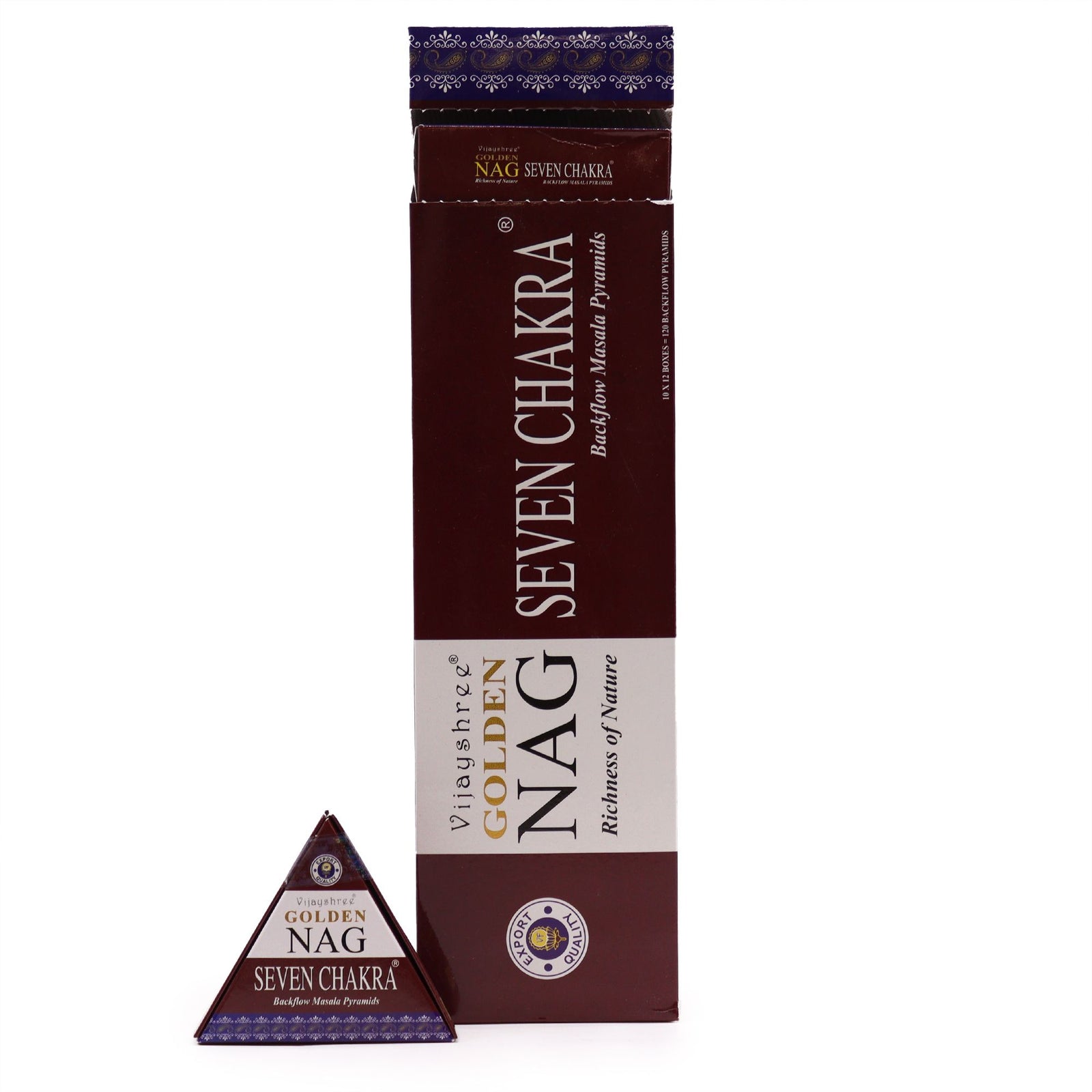42g Jumbo Golden Nag - Seven Chakra Backflow Incense Cones product image