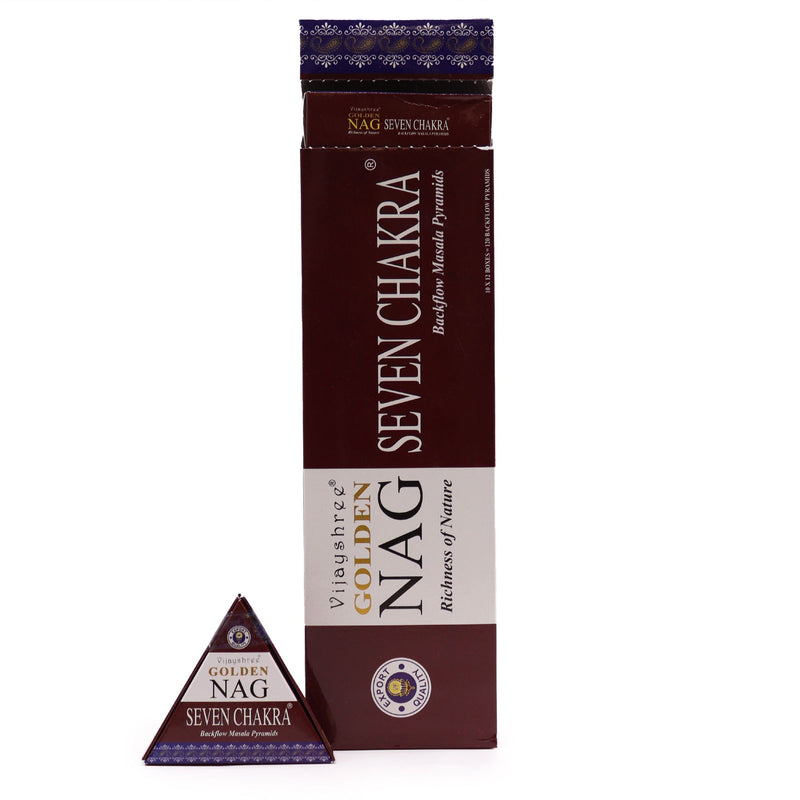 42g Jumbo Golden Nag - Seven Chakra Backflow Incense Cones product image
