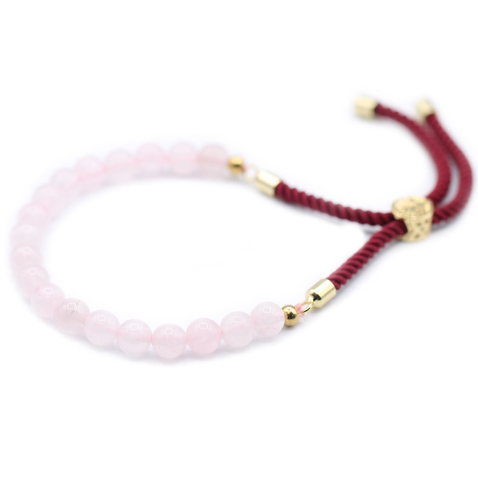 18K Gold Plated Gemstone Bordeaux String Bracelet - Rose Quartz product image