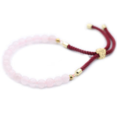 18K Gold Plated Gemstone Bordeaux String Bracelet - Rose Quartz product image